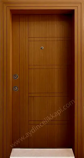 Naturel Tik Kaplamalı Çelik Kapı – Model A-26