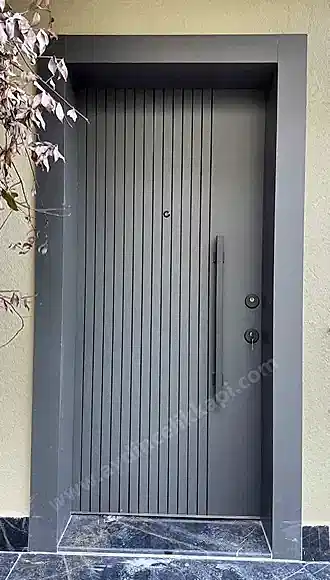 Antrasit Gri Düz Freze Çelik Kapı – Model A-21